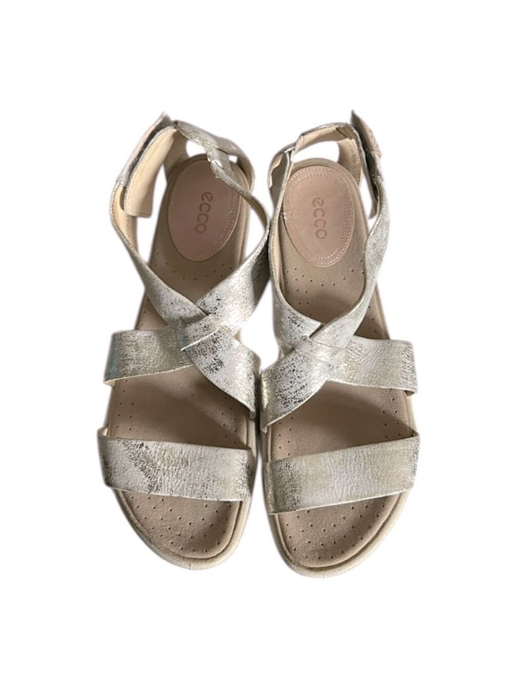 ECCO Damara Flat Comfort Sandals Warm Gold Metallic Sz 40 - Picture 2 of 12
